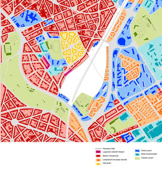 The Josaphat site within a patchwork of different districts.