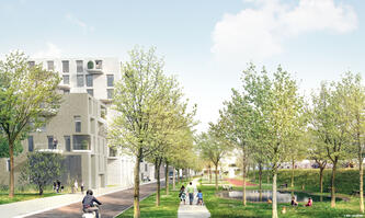 Une vision de ce que pourrait être l’ambiance du nouveau quartier Josaphat.